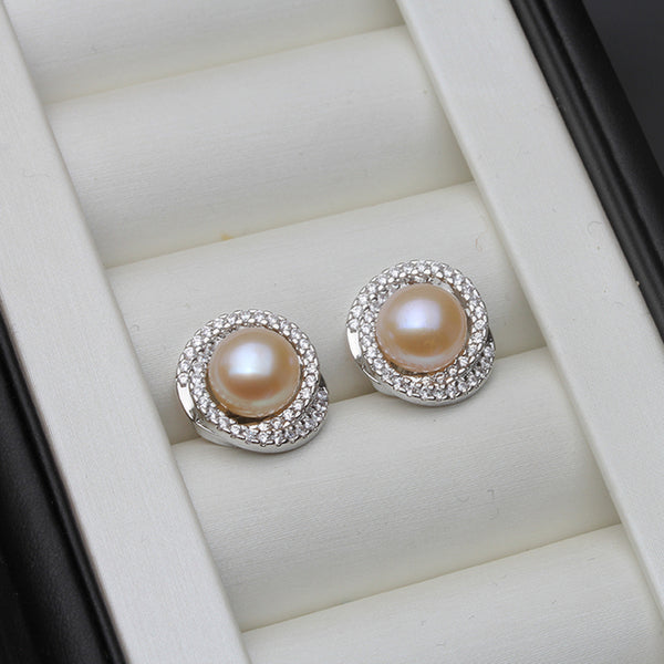 925-S Silver Natural Freshwater Pearl Earrings