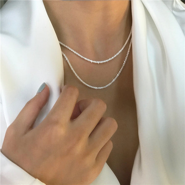 925-S Silver Sparkling Clavicle Chain