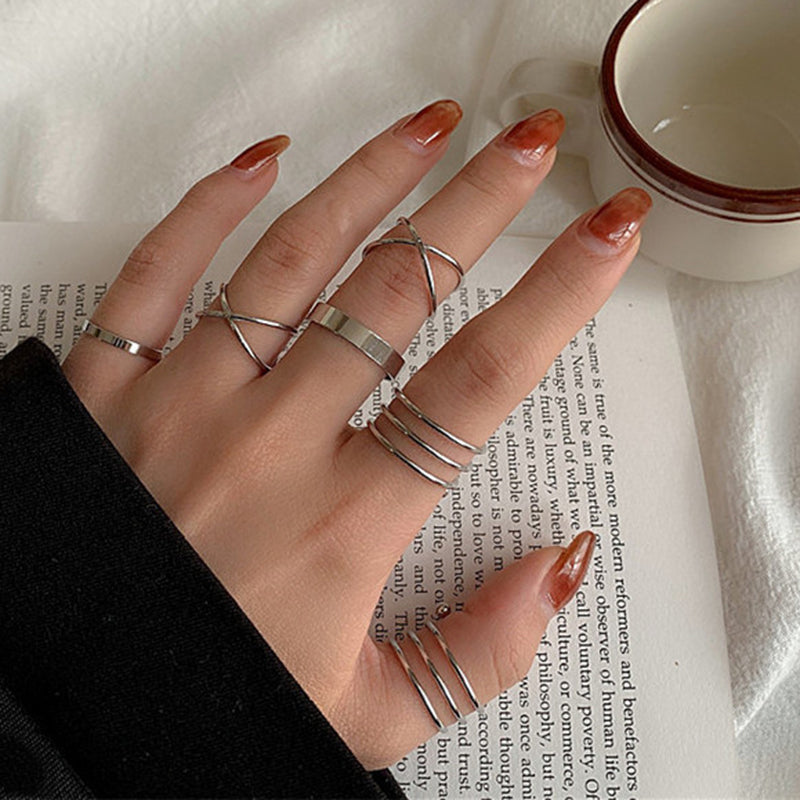 6Pcs/set Punk Finger Rings