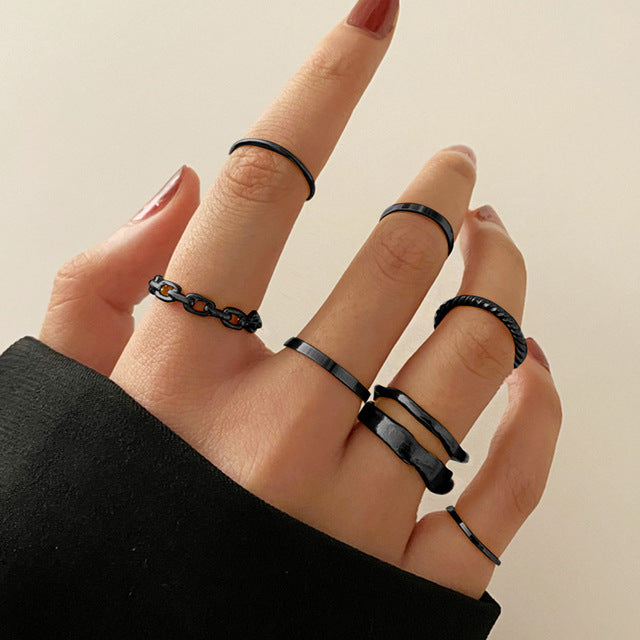 6Pcs/set Punk Finger Rings