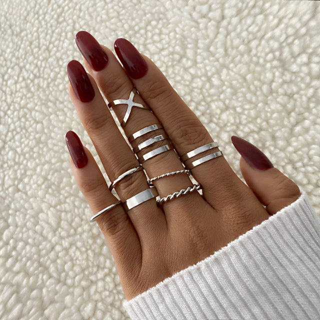 6Pcs/set Punk Finger Rings